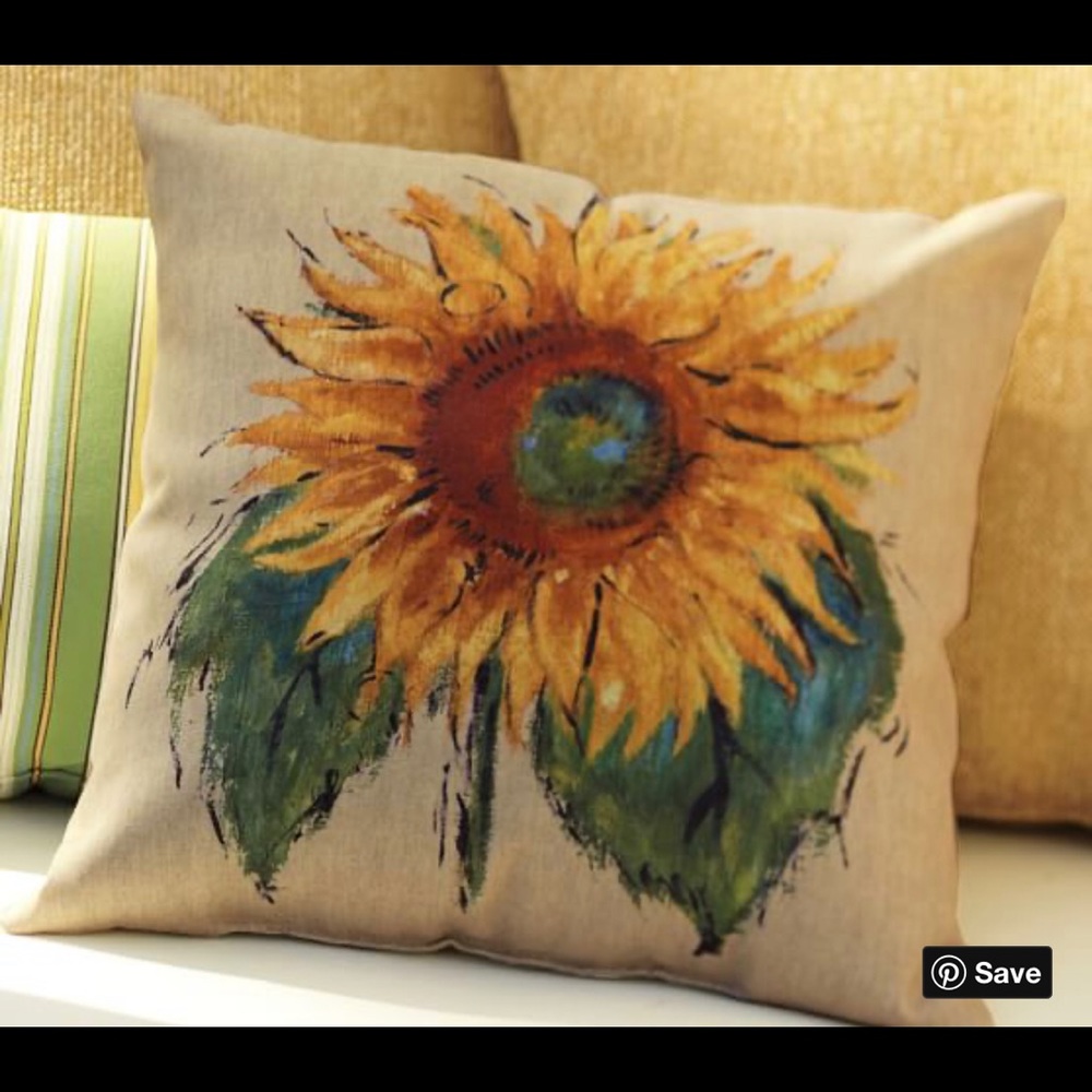 Pottery Barn Painted Sunflower Pillow Cover